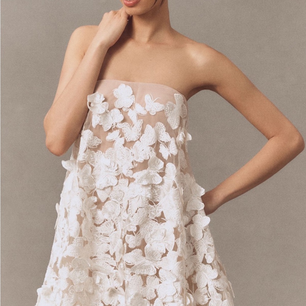 Dress the Population Strapless Floral White Dress
